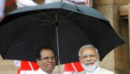 India's Prime Minister Narendra Modi is seen with Sri Lanka's President Maithripala Sirisena during his welcome ceremony at the Presidential Secretariat in Colombo, Sri Lanka, June 9, 2019. REUTERS/ Dinuka Liyanawatte