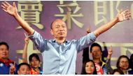 File photo of Han Kuo-yu attends a campaign rally ahead of the Kaohsiung mayoral election in November.Tyrone Siu / Reuters