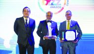 Doha Bank CEO, Dr R Seetharaman (centre) receiving the award.