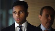 Brazilian forward Rodrygo Silva de Goes arrives for a press conference during his official presentation as new player of the Real Madrid CF at the Santiago Bernabeu stadium in Madrid on June 18, 2019. / AFP / OSCAR DEL POZO