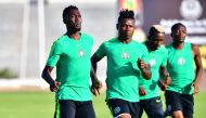 Nigeria's midfielder Wilfred Ndidi (L) and Nigeria's forward Samuel Kalu (2nd-L) attend a training session in Alexandria, northern Egypt, on June 21, 2019, on the eve of the 2019 Africa Cup of Nations (CAN) football match between Nigeria and Burundi. / AF