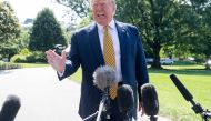 US President Donald Trump speaks to the media prior to departing on Marine One from the South Lawn of the White House in Washington, DC, June 22, 2019, as he travels to Camp David, Maryland. / AFP / SAUL LOEB