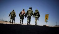 Members of Mexico's National Guard patrol the border between Mexico and the U.S. as part of an ongoing operation to prevent migrants from crossing illegally into the United States, in Ciudad Juarez, Mexico June 24, 2019. REUTERS/Jose Luis Gonzalez