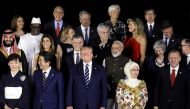 (Front row, LtoR) Japanese Prime Minister Shinzo Abe and his wife Akie, US President Donald Trump, the Turkish President's wife Emine Erdogan and Turkish President Recep Tayyip Erdogan, pose for a group photo of heads of state and their spouses before a c