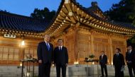South Korea's President Moon Jae-in and U.S. President Donald Trump pose for a picture before a dinner at the Presidential Blue House in Seoul, South Korea, June 29, 2019. REUTERS/Kevin Lamarque