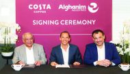 Kutayba Y Alghanim, Executive Chairman, Alghanim Industries; Dominic Paul, CEO of Costa Coffee; and Omar K Alghanim, Group CEO, Alghanim Industries, during the press conference.