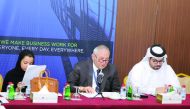 The International Chamber of Commerce officials during the Banking Commission meeting at Qatar Chamber headquarters.