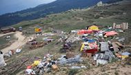 This file photo taken on June 24, 2019 shows waste left behind following the large-scale weddings of the brothers Suryakant and Shashank Gupta of the South Africa-based Gupta family in the Auli hill station in Uttarakhand state.  / AFP / STR 