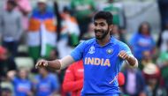 India's Jasprit Bumrah celebrates bowling Bangladesh's Mustafizur Rahman for a duck during the 2019 Cricket World Cup group stage match between Bangladesh and India at Edgbaston in Birmingham, central England, on July 2, 2019.  AFP / Paul Ellis