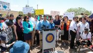  Rep. Joaquin Castro (D-TX) addresses the media after touring the Clint, TX Border Patrol Facility housing children on July 1, 2019 in Clint, Texas. Christ Chavez/Getty Images/AFP