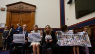 In this file photo taken on June 19, 2019 Nadia Milleron (2ndL) and Michael Stumo (L), the parents of Samya Stumo who was killed in the crash of Ethiopian Airlines Flight 302, look on during an aviation subcommittee hearing on 
