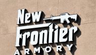 A general view shows a sign outside the New Frontier Armory on October 4, 2017 in North Las Vegas, Nevada (Ethan Miller/Getty Images/AFP) 