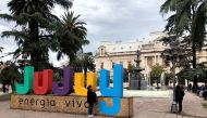 A woman stands in a plaza in front of the provincial government's headquarters in San Salvador de Jujuy, Argentina April 5, 2019.  Reuters/Cassandra Garrison
