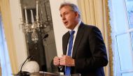 (FILES) In this file photo taken on January 18, 2017 British Ambassador Kim Darroch speaks at an Afternoon Tea hosted by the British Embassy to mark the U.S. Presidential Inauguration at The British Embassy in Washington, DC. AFP / GETTY IMAGES NORTH AMER