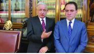 Mexican President Andres Manuel Lopez Obrador presents new Finance Minister Arturo Herrera in Mexico City, Mexico, July 9, 2019, in this still image taken from a video. Reuters/Mexican Government TV