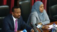 FILE PHOTO: Abiy Ahmed newly elected PM of Ethiopia with parliament speaker Muferiat Kamil inside the House of Peoples Representatives in Addis Ababa, July 6, 2018. Reuters/Tiksa Negeri