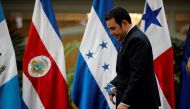Guatemala's President Jimmy Morales is seen before a family photo during a meeting of the Central American Integration System (SICA), in Guatemala City, Guatemala June 5, 2019. Reuters/Luis Echeverria
