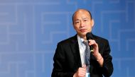 FILE PHOTO: Kaohsiung Mayor Han Kuo-yu speaks during a forum in Taipei, Taiwan, April 30, 2019. REUTERS/Tyrone Siu/File Photo
