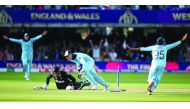 England's Jos Buttler runs out New Zealand's Martin Guptill during the super over to win the World Cup. (Action Images via Reuters/Peter Cziborra)
