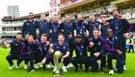 The England team during the victory event at The Oval in London after they won the 2019 Cricket World Cup final against New Zealand on Sunday.  
