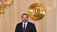 A handout picture released by the Egyptian Presidency on November 21 2017 shows Lebanese Prime Minister Saad Hariri delivering a speech following a meeting with the Egyptian President in Cairo