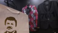 A paper bag with the image of Mexican drug lord Joaquin 