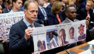 Michael Stumo, father of Samya Stumo, victim of Flight ET302; and Paul Njoroge, family members of EA Flight 302, arrive to testify before a House Transportation and Infrastructure Aviation Subcommittee hearing on 