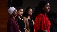 US Representative Ayanna Pressley speaks as Ilhan Abdullahi Omar, Rashida Tlaib, and Alexandria Ocasio-Cortez hold a press conference at the US Capitol on July 15, 2019. AFP/Brendan Smialowski