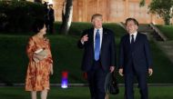 US President Donald Trump and South Korean President Moon Jae-in leave after a banquet at the Presidential Blue House in Seoul, South Korea, June 29, 2019. (Yonhap via Reuters) 