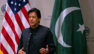 Pakistani Prime Minister Imran Khan speaks at the United States Institute of Peace (USIP) in Washington, DC, on July 23, 2019. (AFP / Alastair Pike)