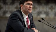  In this file photo taken on July 16, 2019, Acting US Defense Secretary Mark Esper, nominee to be Secretary of Defense, testifies during a Senate Armed Services Committee confirmation hearing on Capitol Hill in Washington, DC. (AFP / SAUL LOEB)