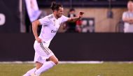 Real Madrid's Welsh forward Gareth Bale vies for the ball during the 2019 International Champions Cup football match between Real Madrid and Atletico Madrid at the Metlife Stadium Arena in East Rutherford, New Jersey on July 26, 2019. (AFP / Johannes EISE