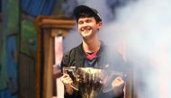 Kyle Bugha Giersdorf celebrates after winning the Fortnite World Cup solo final at Arthur Ashe Stadium on July 28, 2019 in New York City. (Mike Stobe/Getty Images/AFP)