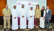 Rashid bin Majid Awad Al Suwaidi (third left), First Secretary at Qatar’s Embassy to Russia, and  Qatar Chamber’s Assistant Director-General for Government Relations and Committee Affairs, Ali Bu Sherbak Al Mansouri (fourth right); receiving the delegatio