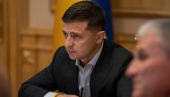 Ukrainian President Volodymyr Zelenskiy chairs a meeting with the country's military leadership in Kiev, Ukraine, August 7, 2019.