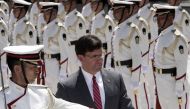  U.S. Secretary of Defense Mark Esper walks past the guards of honor prior to his meeting with Japanese Defense Minister Takeshi Iwaya (not seen) at the Ministry of Defense in Tokyo, Japan on August 07, 2019. ( AP Photo/ Eugene Hoshiko/ Pool - Anadolu Age