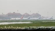 Planes are seen parked inside the flooded Cochin international airport following heavy rain, on the outskirts of Kochi, India, August 9, 2019. REUTERS/Sivaram V