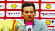 Al Duhail coach Rui Faria speaking during a press conference in Doha, yesterday.
