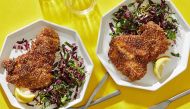  Crispy Sesame Chicken Schnitzel, is an Israeli-inspired riff on schnitzel. Photos for The Washington Post by Tom McCorkle 