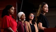 FILE PHOTO: U.S. Reps Ayanna Pressley (D-MA), Ilhan Omar (D-MN), Rashida Tlaib (D-MI) and Alexandria Ocasio-Cortez (D-NY) hold a news conference after Democrats in the U.S.   REUTERS/Erin Scott
