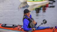 H participant in REI's San Juan Islands Women's Kayaking Weekend. Picture credit: REI

