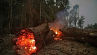 View of fire in the Amazon rainforest, near Abuna, Rondonia state, Brazil, on August 24, 2019. AFP / CARL DE SOUZA