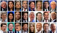Twenty four 2020 Democratic presidential candidates in a combination photo