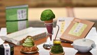 This photo taken on May 16, 2019 shows matcha tea products at a tea shop in Fujieda, Shizuoka prefecture.  AFP / Charly Triballeau