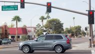 A self driving Volvo vehicle purchased by Uber moves through an intersection in Scottsdale, Arizona, December 1, 2017. Reuters/Natalie Behring