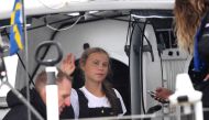 Swedish climate activist Greta Thunberg, 16, arrives in the US after a 15-day journey crossing the Atlantic in the Malizia II, a zero-carbon yacht, on August 28, 2019 in New York. AFP / Johannes Eisele
