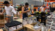 Residents stock up with supplies at Home Depot in Miami on August 29, 2019, ahead of Hurricane Dorian's landfall.  AFP / Eva Marie Uzcategui 