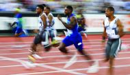 US Noah Lyles (C) competes and wins the Men 100m during the IAAF Diamond League competition on August 29, 2019, in Zurich.  AFP / Stefan Wermuth

