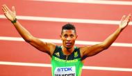 Wayde van Niekerk of South Africa reacts after winning the silver in the 200m final at the World Athletics Championships in London in this August 10, 2017 file picture.