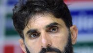 (FILES) In this file picture taken on October 29, 2016 former cricket Pakistani team's captain Misbah-ul-Haq speaks during a press conference at the Sharjah Cricket Stadium in Sharjah. AFP / AAMIR QURESHI